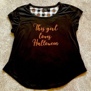 Spooky Night This Girl Loves Halloween Graphic Tee Black Orange Large